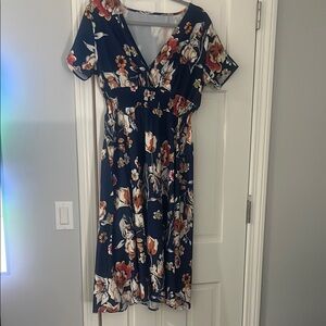 Floral V-Neck Midi Dress